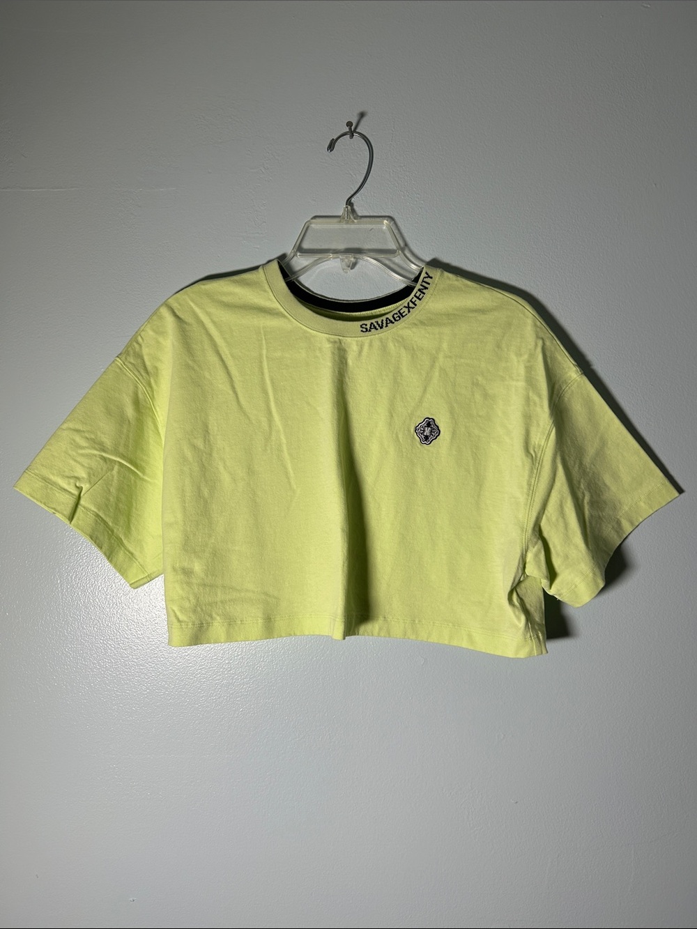 Savage X Fenty Neon Yellow Crop Tee with Logo Neckline